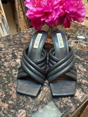 Design Lab - Black Quilted Crossband Slide Mules.  NWOT. Size 7/7.5